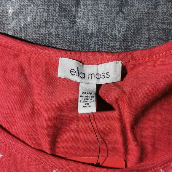 Ella Moss Medium New pinkish red smock style T shirt short sleeves embroidery M - Picture 3 of 11